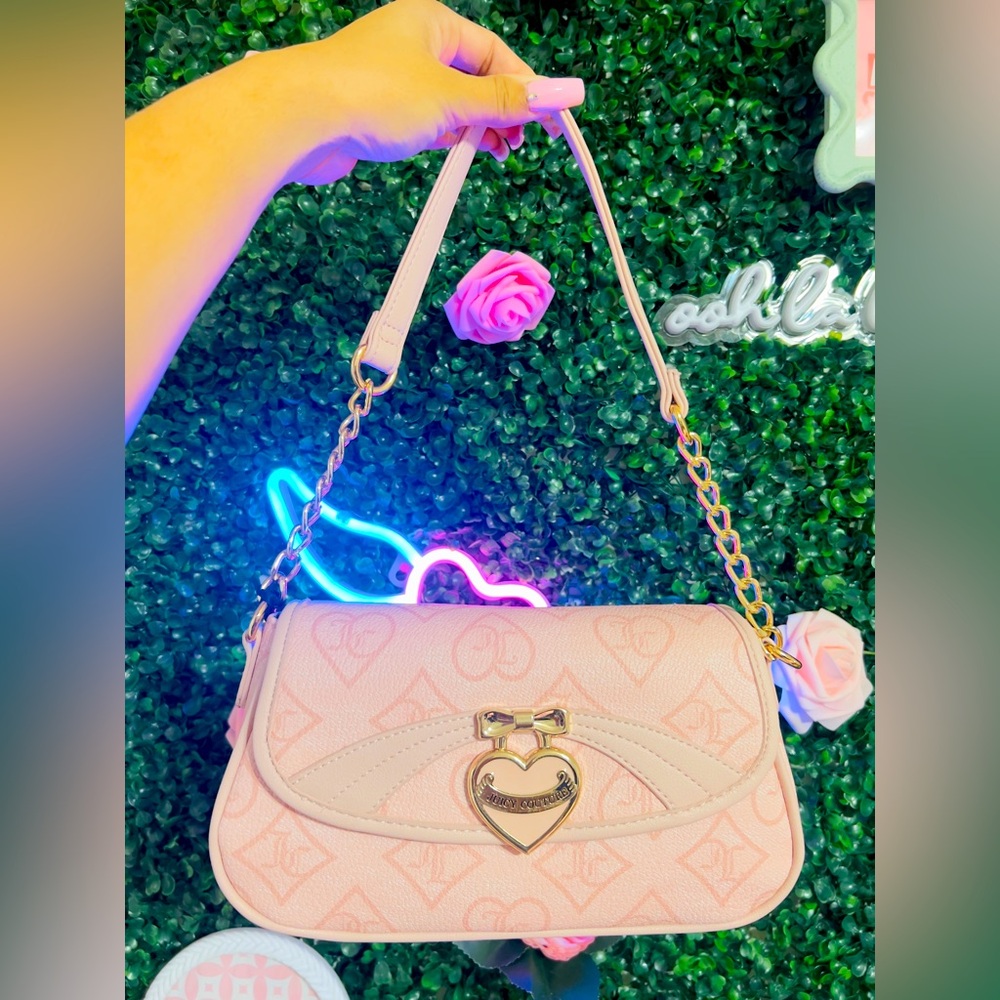 Juicy Couture X Precious Moments Pink Monogram Flap Shoulder Bag